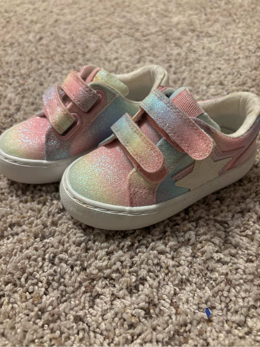 Target Kids Pastel Glitter Rainbow Velcro Sneakers - Pink Blue Yellow